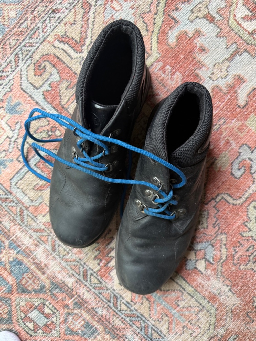 Merrell Men’s Black Leather Boots with Blue Laces